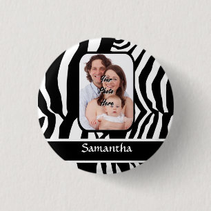 Badge Rond 2,50 Cm Impression zèbre noir et blanc