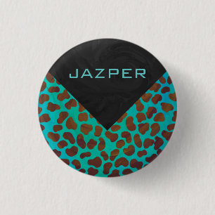 Badge Rond 2,50 Cm Imprimé brun et sarcelle dalmate