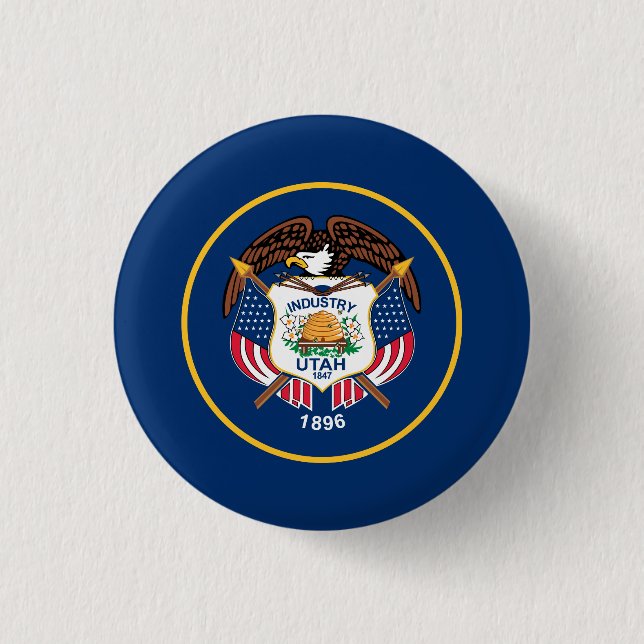 Badge Rond 2,50 Cm Indicateur de l'État de l'Utah (Devant)