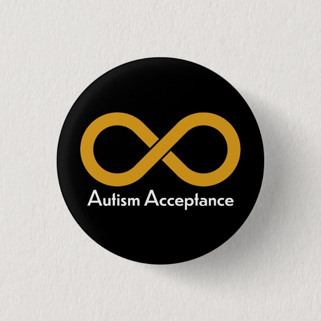 Badge Rond 2,50 Cm Infini d'or d'acceptation d'autisme (Devant)