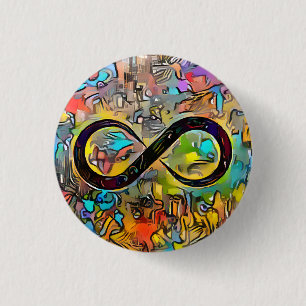 Badge Rond 2,50 Cm Infinity Symbol    Autism Awareness Neurodiversity