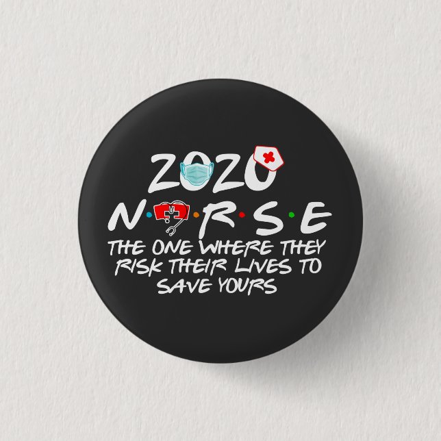 Badge Rond 2,50 Cm Infirmière 2020 Travailleur essentiel (Devant)