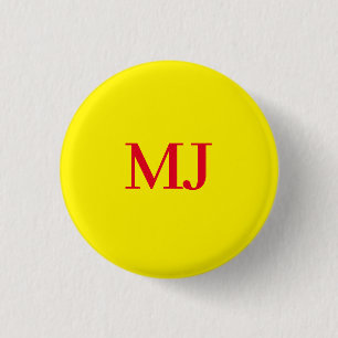 Badge Rond 2,50 Cm Initiales en monogramme jaune simple et tendance