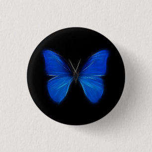 Badge Rond 2,50 Cm Insecte de vol bleu de papillon