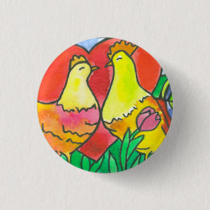 Badge Rond 2,50 Cm Inséparables de poulet