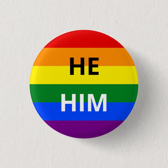 Badge Rond 2,50 Cm Insigne arc-en-ciel du Pronoun (Devant)