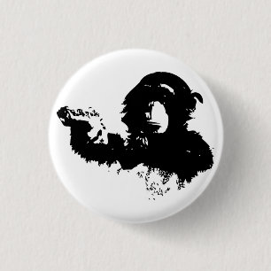 Badge Rond 2,50 Cm Insigne armé de chimpanzé