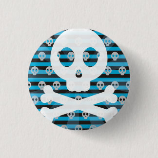 Badge Rond 2,50 Cm Insigne bleu de Pin de crâne de pirate