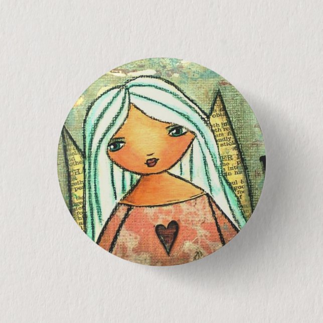 Badge Rond 2,50 Cm Insigne de bouton d'ange d'amour (Devant)
