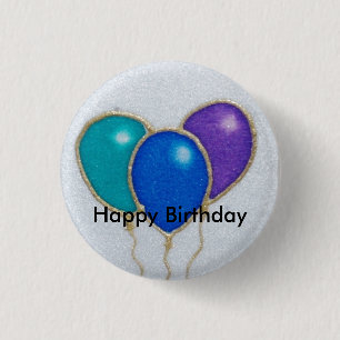 Badge Rond 2,50 Cm Insigne de bouton de joyeux anniversaire de ballon