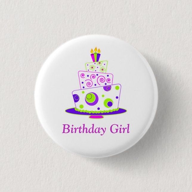 Badge Rond 2,50 Cm Insigne de fille d'anniversaire (Devant)