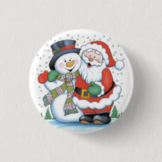 Badge Rond 2,50 Cm Insigne de Noël : Étreindre de Père Noël et de