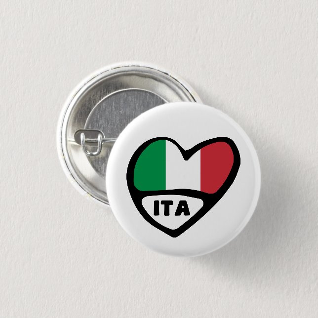 Badge Rond 2,50 Cm Insigne de Pin de coeur de drapeau de code du pays (Devant & derrière)