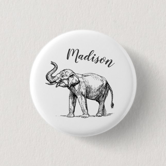 Badge Rond 2,50 Cm Insigne d'éléphant personnalisé (Devant)