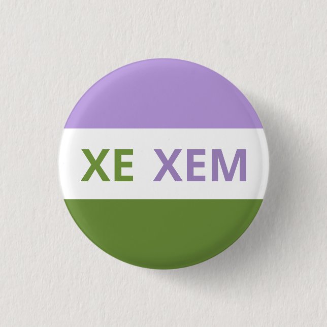 Badge Rond 2,50 Cm Insigne Drapeau Xe/Xem Pronounouns (Devant)
