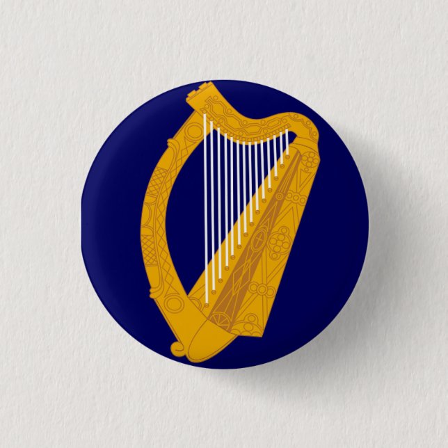 Badge Rond 2,50 Cm Insigne irlandais d'emblème d'harpe (Devant)
