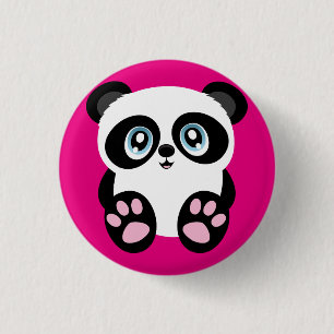 Badge Rond 2,50 Cm Insigne rose mignon de Pin de bouton de panda