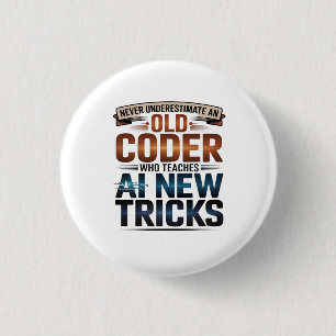 Badge Rond 2,50 Cm Intelligence Artificielle Ancien Codeur Design