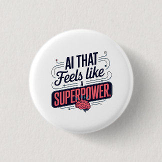 Badge Rond 2,50 Cm Intelligence Artificielle Superpuissance Graphique