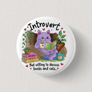 Badge Rond 2,50 Cm Introverti mais prêt à discuter de livres et de ch