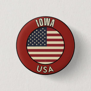 Badge Rond 2,50 Cm Iowa États-Unis d'Amérique