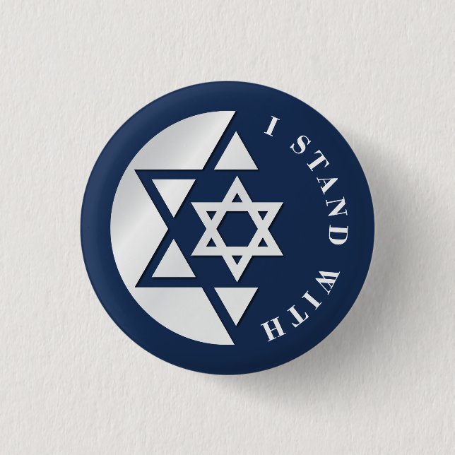 Badge Rond 2,50 Cm Israël Drapeau Fort Et Liberté (Devant)