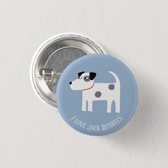 Badge Rond 2,50 Cm Jack Russell Terrier Chien Texte Personnalisé (Devant & derrière)