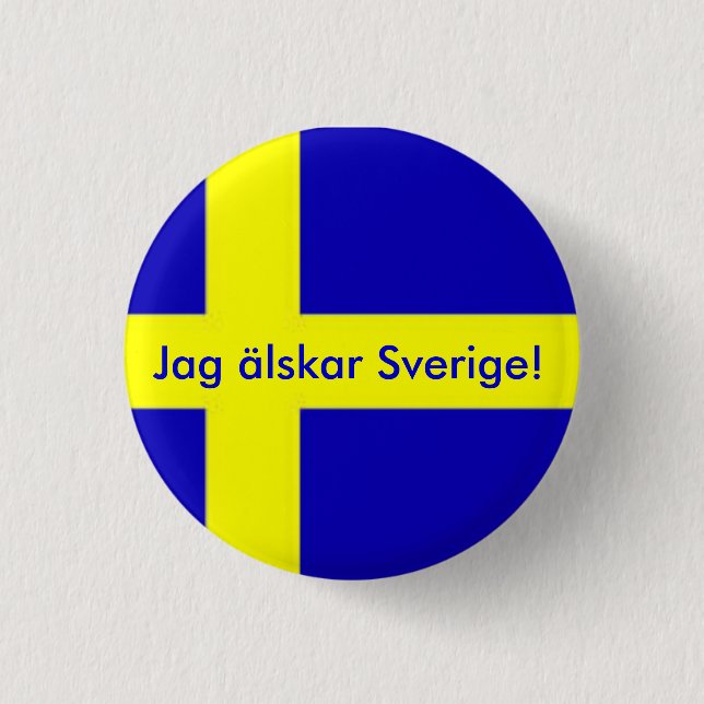 Badge Rond 2,50 Cm Jag älskar Sverige Button (Devant)