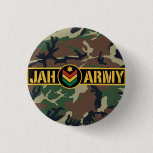Badge Rond 2,50 Cm Jah Army Jah Rastafari Reggae Rasta Racines