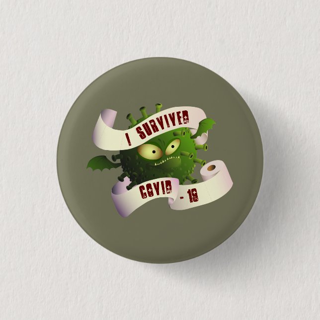 Badge Rond 2,50 Cm J'ai survécu à COVID-19 (Devant)