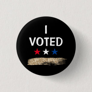 Badge Rond 2,50 Cm J'ai voté Elections Paillettes Étoiles