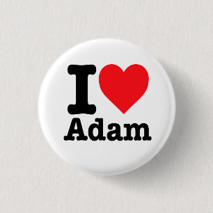 Badge Rond 2,50 Cm "J'aime Adam"