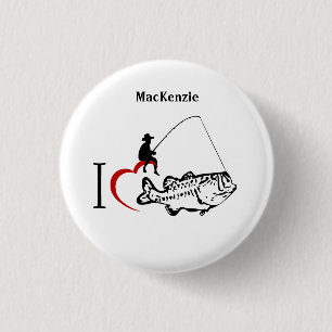 Badge Rond 2,50 Cm J'aime aller pêcher l'étiquette nommée