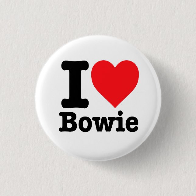 Badge Rond 2,50 Cm "J'aime Bowie" (Devant)