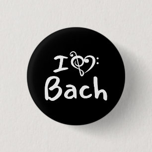 Badge Rond 2,50 Cm J'aime cœur Bach Musique Classique Texte Blanc