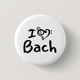 Badge Rond 2,50 Cm J'aime cœur Bach Musique Classique Texte Noir