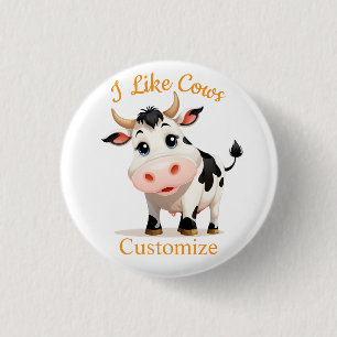 Badge Rond 2,50 Cm J'Aime Cows Art Thunder_Cove
