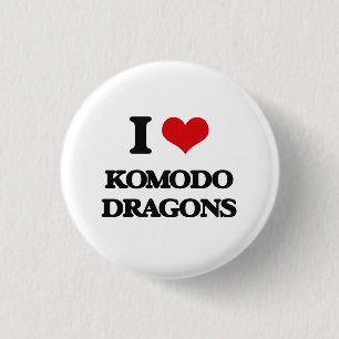 Badge Rond 2,50 Cm J'aime des dragons de Komodo