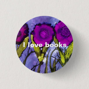 Badge Rond 2,50 Cm J'aime des livres - bouton pourpre