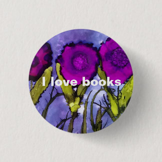 Badge Rond 2,50 Cm J'aime des livres - bouton pourpre