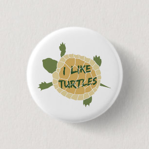 Badge Rond 2,50 Cm J'aime des tortues