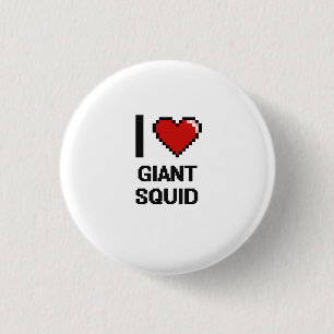 Badge Rond 2,50 Cm J'aime la conception de Digitals de calmar géant