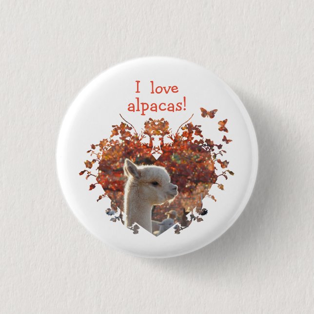 Badge Rond 2,50 Cm J'aime le bouton d'alpaga (Devant)