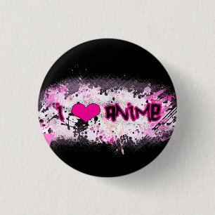Badge Rond 2,50 Cm J'aime le bouton d'Anime