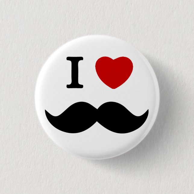 Badge Rond 2,50 Cm J'aime le bouton de moustache (Devant)