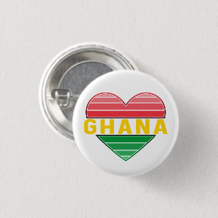 Badge Rond 2,50 Cm J'aime le Ghana, le coeur ghanéen