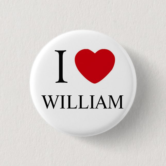 Badge Rond 2,50 Cm J'aime l'insigne de William (Devant)