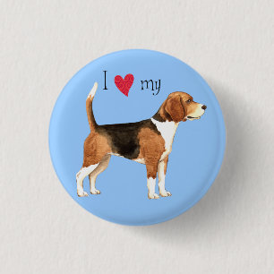 Badge Rond 2,50 Cm J'aime mon beagle