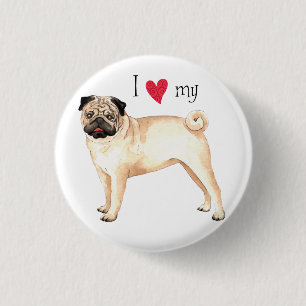 Badge Rond 2,50 Cm J'aime mon carlin