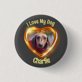 Badge Rond 2,50 Cm J'Aime Mon Chien Animateur Coeur Qui Brille